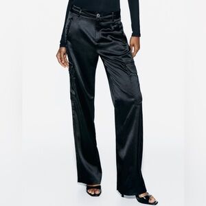 ZARA NWT SILK CARGO PANTS